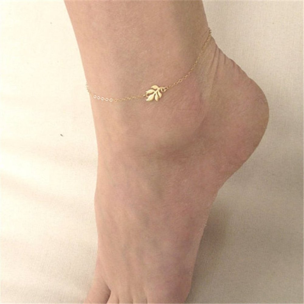 Delicate Gold Leaflet Anklet